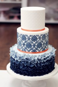 Deep Navy Ruffles wedding cake