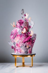 watercolor garden wedding cake