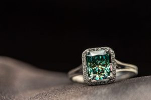 Green emerald engagement ring