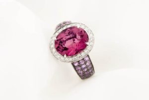 Pink Tourmaline engagement ring