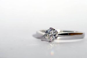 Diamond engagement ring on a white background