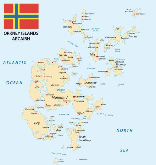 a map of the orkney islands
