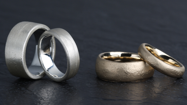 sandcast platinum wedding rings