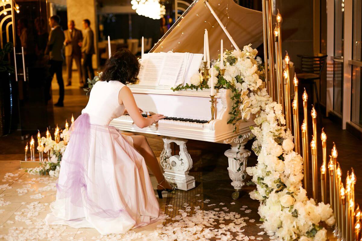 woman playing piano at a wedding