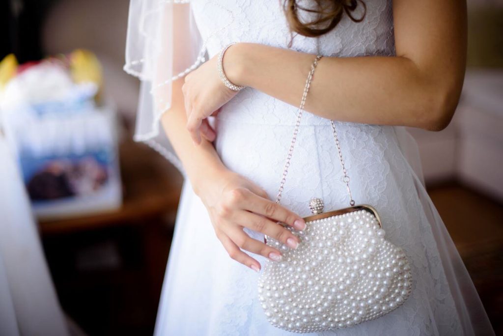 bride with handbag