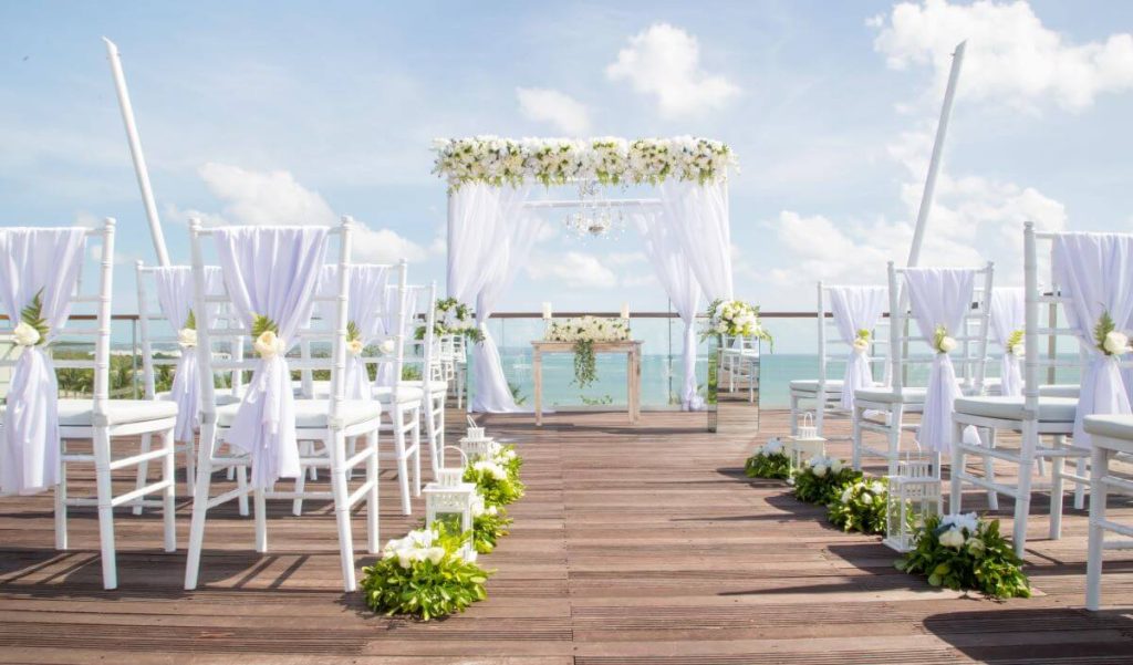 destination wedding overlooking sea